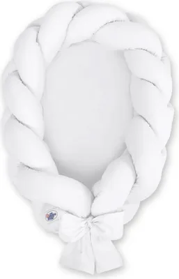 Image de Cocon tissé pour bébé 2 en 1 blanc avec bordure protectrice et matelas amovible