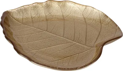 Obrázek produktu pro Ozdobná miska cca 19 cm listová zlatá 1 kus sklo žluté
