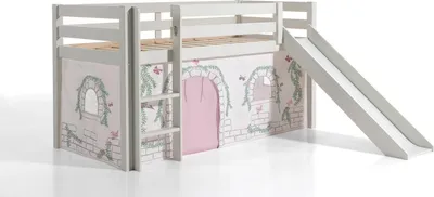 Produktbild von Spielbett Pino inkl. Rutsche mit Textilset Vorhang "Birdy"