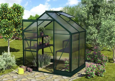 Obrázok produktu pre Skleník Vitavia Apollo 2500 polykarbonát 4 mm 195x137 cm zelený vr. základového rámu