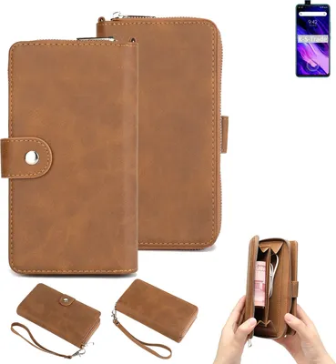 Produktbild von K-S-Trade Handyhülle Schutzhülle kompatibel mit UMIDIGI S5 Pro & Portemonnee Tasche Handytasche Case Etui Geldbörse Wallet braun (1x)