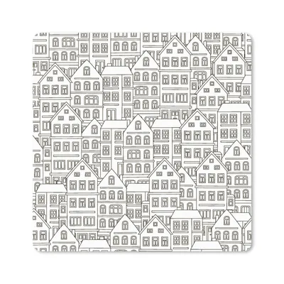 Produktbild von MuchoWow® Mauspad Mousepad Haus - Muster - Skyline 20x20 cm - Mousepads - Maus Mat - Pad - Mausunterlage - Desk Mat - Bureauartikeln
