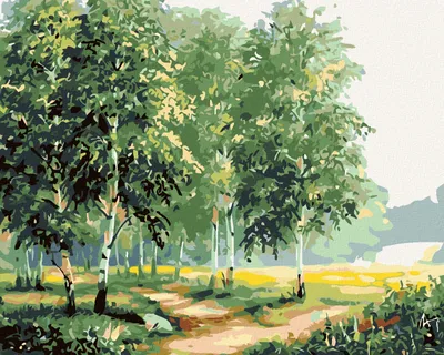 Produktbild von Diamondi - Diamond painting - BIRKEN AM WEG, 40X50 cm, ohne Keilrahmen