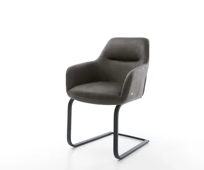 Produktbild von DELIFE Freischwinger Pejo-Flex Mikrofaser Anthrazit Vintage Freischwinger flach Schwarz Taschenfederkern
