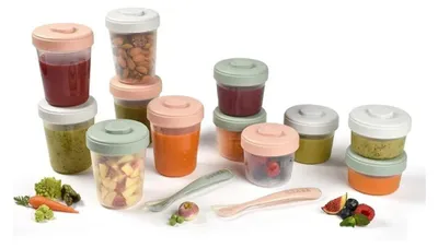 Produktbild von Beaba 1. Mahlzeiten Set Eucalyptus (2x90ml + 4x150ml + 6x250ml + 2 Loeffel 1. Alter); 913502