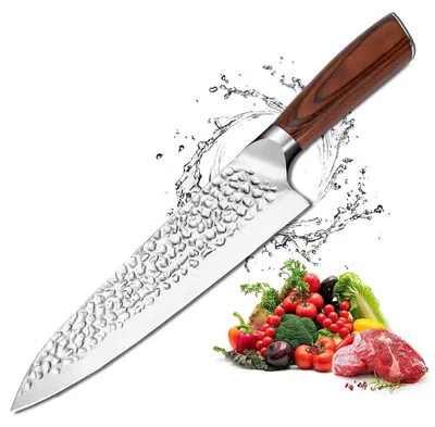 Kochmesser 20 cm, handgeschmiedet, 7Cr17Mov, Universalmesser