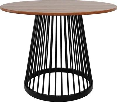 Produktbild von Sweiko Runder Esstisch (80×80×76cm), Küchentisch,, Runder Kaffeetisch für 4,geeignet für Esszimmer, Wohnzimmer,Tischbeine aus Metall,MDF Walnussfarbener Schreibtisch und schwarze Beine