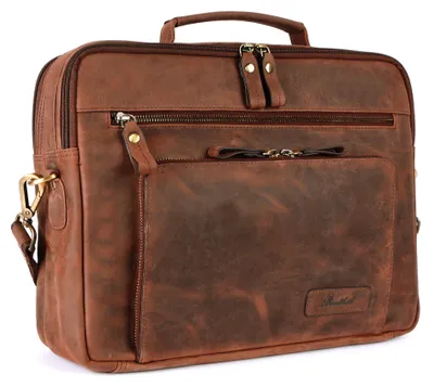 Produktbild von Benthill Laptoptasche Echt-Leder I Leder Umhängetasche für Laptop I Aktentasche für Notebook I Damen und Herren Tasche I Notebooktasche