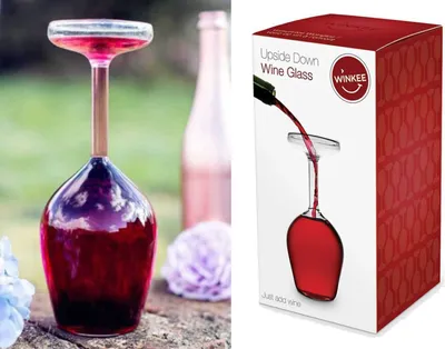 Produktbild von Winkee umgedrehtes Weinglas verkehrtes Wein Glas Upside down wine glass Geschenk