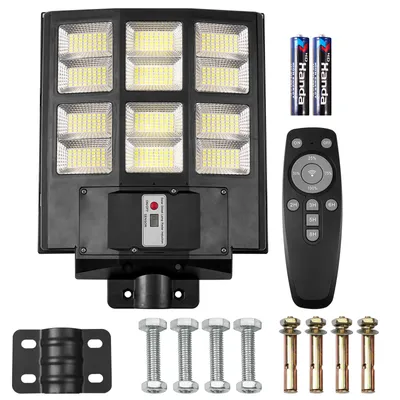 Produktbild von Solar Straßenlaterne Straßenlampe Outdoor Wandleuchte Led Solarlampen Für Außen Mit Bewegungsmelder Fernbedienung 40000lm, 576Leds, Kaltesweiß 6500k