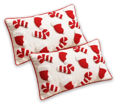 Weihnachtskissenbezug 2er Set Plüsch 30x50 cm rot