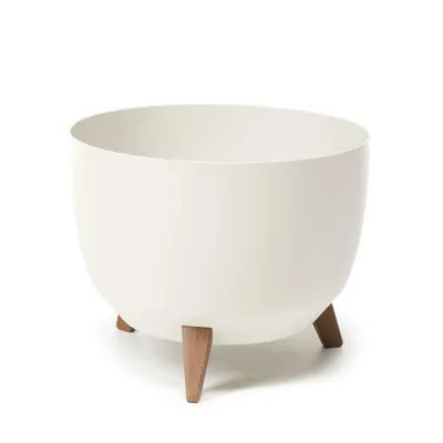 Produktbild von Blumentopf Blumenschale Bonsai Blumenkübel mit Füßen Retro Vintage Schüssel D 29 cm H 23 cm creme Pflanzkübel Pflanztopf Kunststoff