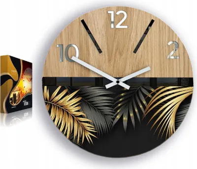 Produktbild von ModernClock, Eichenholz Uhr, wanduhr holz, wanduhr, GOLDEN 33cm