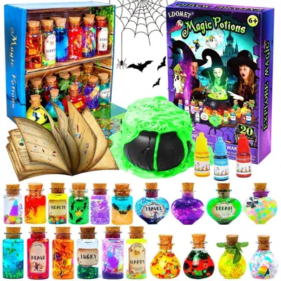 Image de Kit de potions magiques pour enfants - 20 flacons de "poudre de fée", décorations pour fêtes d'Halloween et de Noël, cadeau pour garçons et filles