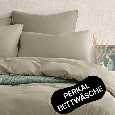 Bettwäsche-Set 135x200 + 80x80 cm, taupe, 2-teilig, Baumwollperkal