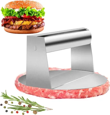 Immagine prodotto di Pressa per hamburger, rotonda, in acciaio inossidabile, diametro 15 cm, per uso in cucina