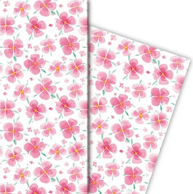 Produktbild von Schönes rosa Glücks Geschenkpapier mit Blüten - G5113, 32 x 48cm