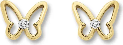 Produktbild von Ohrstecker Schmetterling Zirkonia 333/- Gelbgold