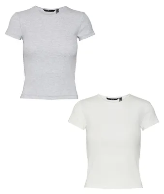 Produktbild von VERO MODA T-Shirt Enger Schnitt Kurzarm 2er-Set Rundhalsausschnitt Größe: XS
