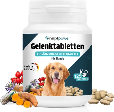 Produktbild von Gelenktabletten für Hunde 125 Stk - Grünlippmuschel, Glucosamin, MSM, Hyaluron, Chondroitin, Teufelskralle - zur Unterstützung bei Gelenkproblemen