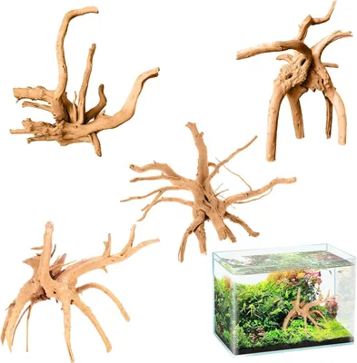 Obrázok produktu pre Akvarijné drevené korene 4 kusy, 15-20 cm, pre akvárium