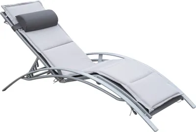 Zdjęcie produktu dla Outsunny leżak ogrodowy leżak ogrodowy leżak ogrodowy aluminiowy regulowany szary 170 x 64 x 82 cm