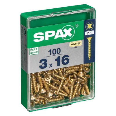 Immagine prodotto di Set di 100 viti in acciaio a testa svasata pozidriv SPAX, Diam.3 mm x L.16 mm