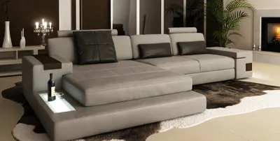 Immagine prodotto di Ecksofa Couch Polster Wohnlandschaft Eck Garnitur Ecke Leder Sofa Grau L-Form