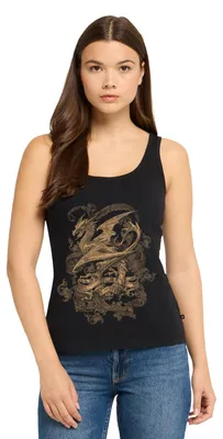 Produktbild von Spreadshirt Alchemy England Harbinger of Doom Drache Frauen Premium Tank Top, L, Schwarz