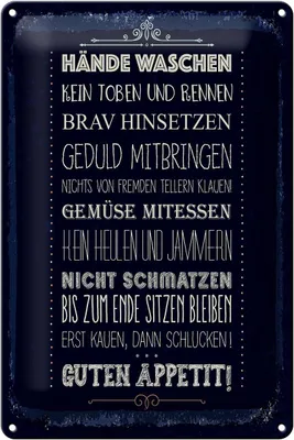 Produktbild von Blechschild Spruch Hände waschen kein toben 20x30cm