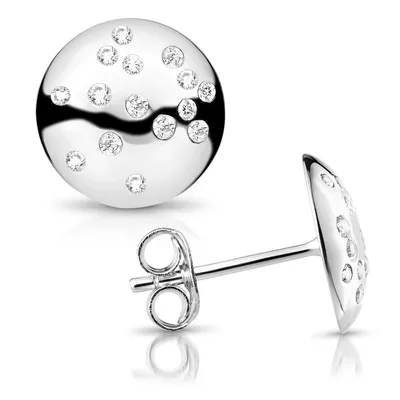 Produktbild von MATERIA 925 Silber Ohrstecker Damen rund 10mm - Schmuck Ohrringe Stecker klein mit Zirkonia weiß SO-396-weiß