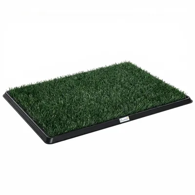 Produktbild von Hundetoilette 76 x 50,5 cm Hundeklo mit 2 Kunstrasen waschbar Welpentoilette für Hunde für Balkon Zuhause Schwarz+Grün