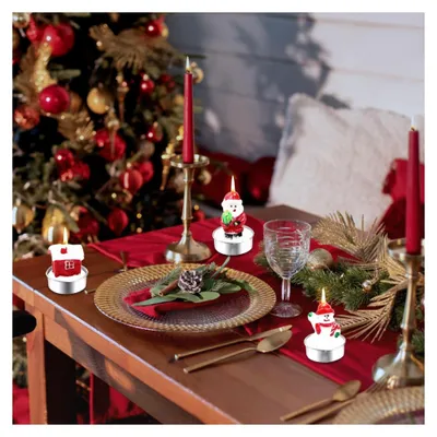 Produktbild von 6 Stück Mini Teelichter Weihnachten Kerzen, Handgemachte Weihnachtsmann, Schneemann, Tannenzapfen, Weihnachtsbaum, Dekoration Geschenke für Weihnachten