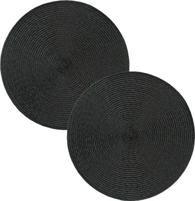 Produktbild von Tischset 2er Set Schwarz rund 35 cm Ø Platzset abwaschbar Platzdeckchen