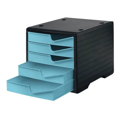 Produktbild von styro Schubladenbox styroswingbox aqua 275-8430.5294, DIN A4 mit 5 Schubladen