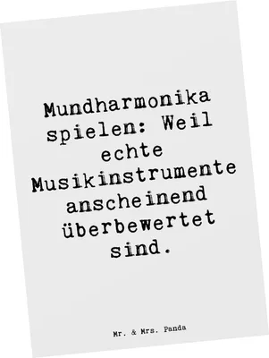 Produktbild von Mr. & Mrs. Panda Postkarte Spruch Mundharmonika Freude - Weiß - Geschenk, Ansichtskarte, Musikinstrument, Musiker, Fotokarte, Grußkarte, Lernen, Postkarten, Instrument