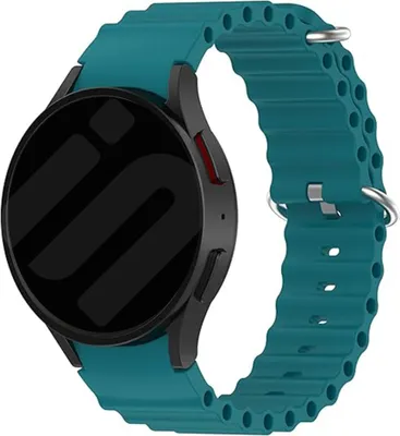 Produktbild von Strap-it Ocean Silikonarmband - passend für Samsung Galaxy Watch 4 (Classic) / Watch 5 (Pro) / Watch 6 (Classic) / Watch 7 40 & 44 mm / FE -Dunkelgrün