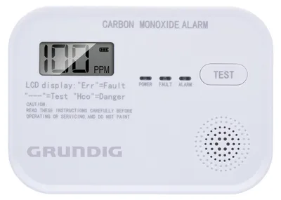 Produktbild von Grundig Kohlenmonoxid melder 10 Jahre Sensor – CO Melder mit Batteriealarm – Kohlenmonoxidmelder mit Prüftaste – Inkl. 3x AA Batterien – 85 dB Alarmton - Entspricht der europäischen Norm
