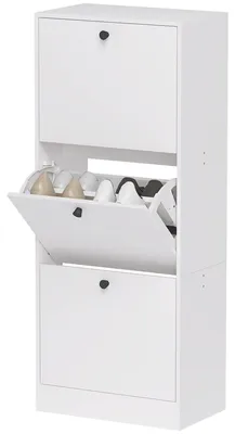 Immagine prodotto di Armadio per scarpe con 3 ante a battente | Colore: Bianco | Dimensioni: 47x28x115 cm