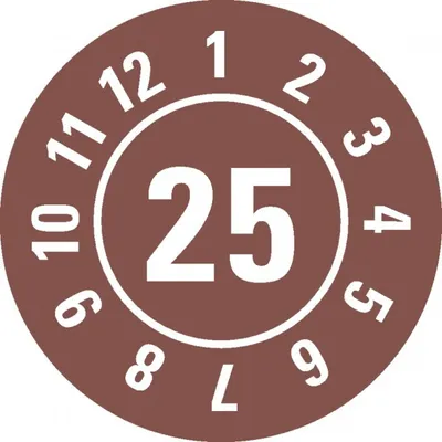 Produktbild von Dreifke® Aufkleber I Prüfplakette 25, braun, Dokumentenfolie, selbstklebend, ...