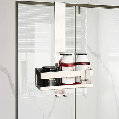 Produktbild von Gliese Hängeregal Duschablage, 304 rostfreier Stahl, einzelne Ablage für rahmenlose Glastüren bis 12 mm, für Handtücher & Duschutensilien.