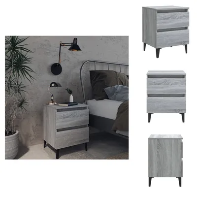 Produktbild von vidaXL Nachttisch mit Metallbeinen Grau Sonoma 40x35x50 cm - Nachttische