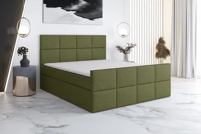Produktbild von Boxspringbett TOKI 180x200 mit 2 Bettkästen, Bonell-Matratze und Topper. Farbe: Grün