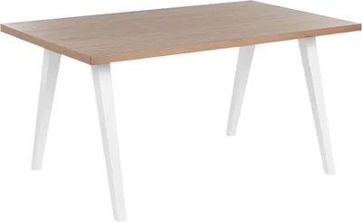 Obrázek produktu pro BELIANI Jídelní stůl světlé dřevo bílý kaučukovník 150 x 90 cm 6místný nohy MDF dřevovláknitá deska dubová dýha