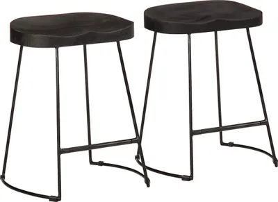 Produktbild von Barhocker 2 Stk. Schwarz 46x38x52 cm Mango Massivholz
