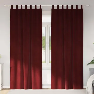 Image de Rideaux occultants 2 pcs Bordeaux 140 x 245 cm Velours