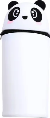 Produktbild von Federmäppchen, 2-in-1 Weiche Silikontasche,Tischstifthalter,Stand Up Federmäppchen,Tier Stifthalter,(Panda),H 19,5 cm