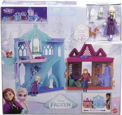 Produktbild von Disney Frozen Die Eiskönigin Spielst Winterlicher Tierspaß mit kleiner Elsa-Puppe, 3 Tierfreunden und 8 Zubehörteilen, Schloss, 3 Jahr(e), Mehrfarbig, Stoff, Kunststoff