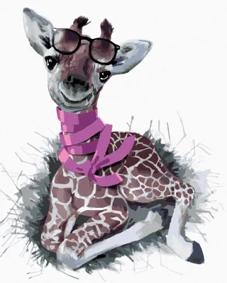 Produktbild von Zuty - Malen nach Zahlen - GIRAFFE MIT EINEM SCHAL, 40x50 cm, mit Keilrahmen (bereits gespannt)