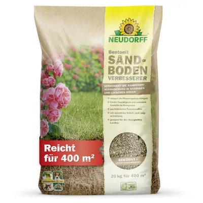 Produktbild von Neudorff Bentonit SandbodenVerbesserer 20kg für 400 m² Tonmineral gekörnt für Rasenflächen Strauchbeete Kompost